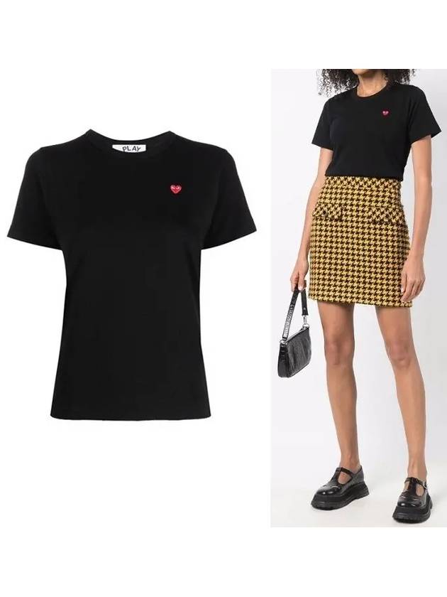 Mini Red Heart Wappen Short Sleeve T-Shirt Black - COMME DES GARCONS - BALAAN 2