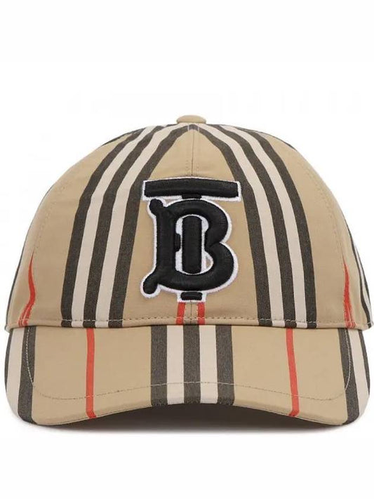 TB Monogram Stripe Cotton Ball Cap Beige - BURBERRY - BALAAN 2