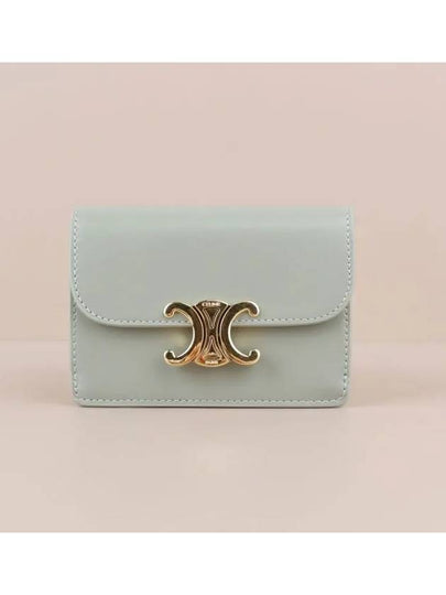 Flap Triomphe Shiny Calfskin Card Wallet Light Clay - CELINE - BALAAN 2