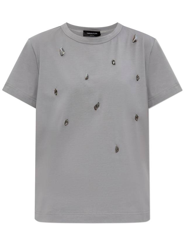 Fabiana Filippi T-shirt With Applications, Women's, Grey - FABIANA FILIPPI - BALAAN 1