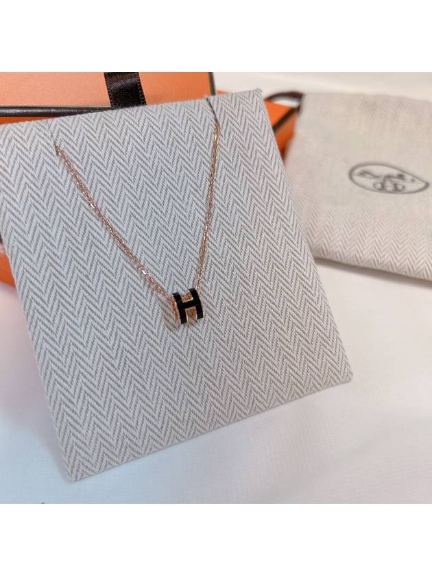 Mini Pop H Pendant Rose Gold & Noir - HERMES - BALAAN 3