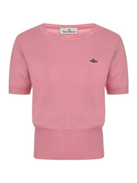 ORB Logo Short Sleeve Knit Top Pink - VIVIENNE WESTWOOD - BALAAN 1