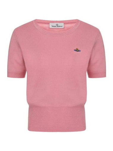 ORB Logo Short Sleeve Knit Top Pink - VIVIENNE WESTWOOD - BALAAN 1