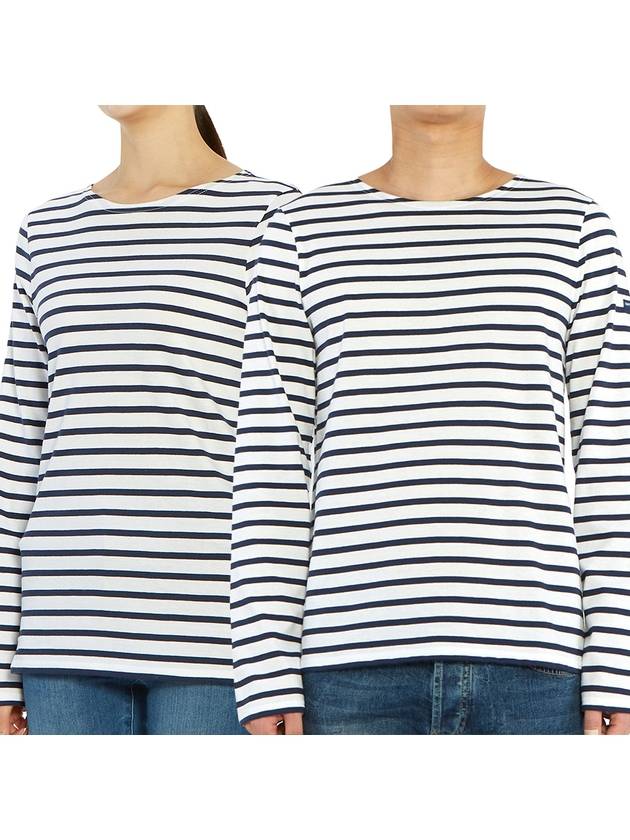 Minquiers Modern Stripe Long Sleeve T-Shirt Neige Marine - SAINT JAMES - BALAAN 2