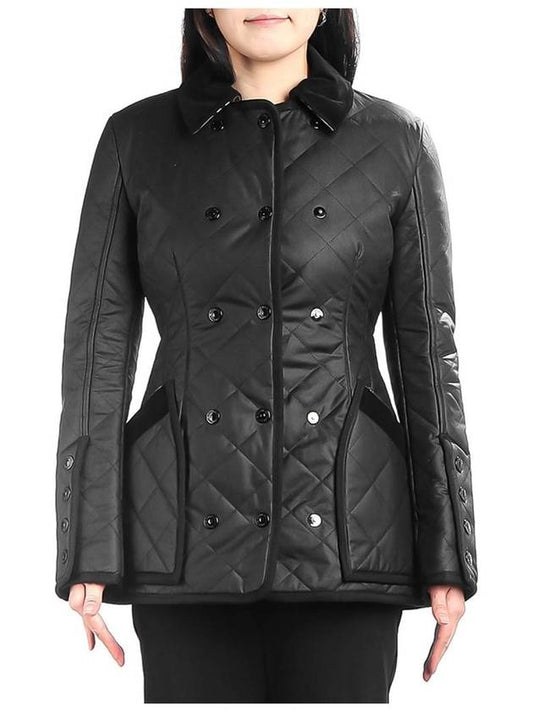 Women's Diamond Quilted Cotton Jacket Black - BURBERRY - BALAAN 2