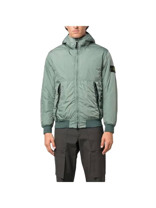 Men's Garment Dyed Crinkle Reps Recycled Nylon Primaloft TC Hooded Jacket Sage Green - STONE ISLAND - BALAAN 1