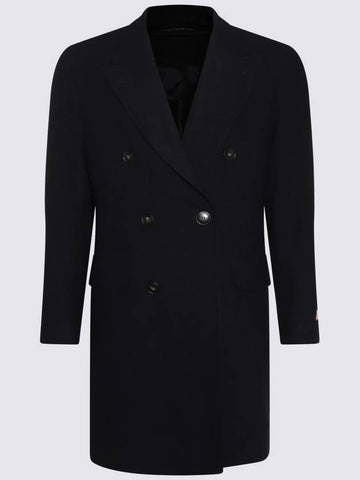 Canali Black Wool Coat - CANALI - BALAAN 1