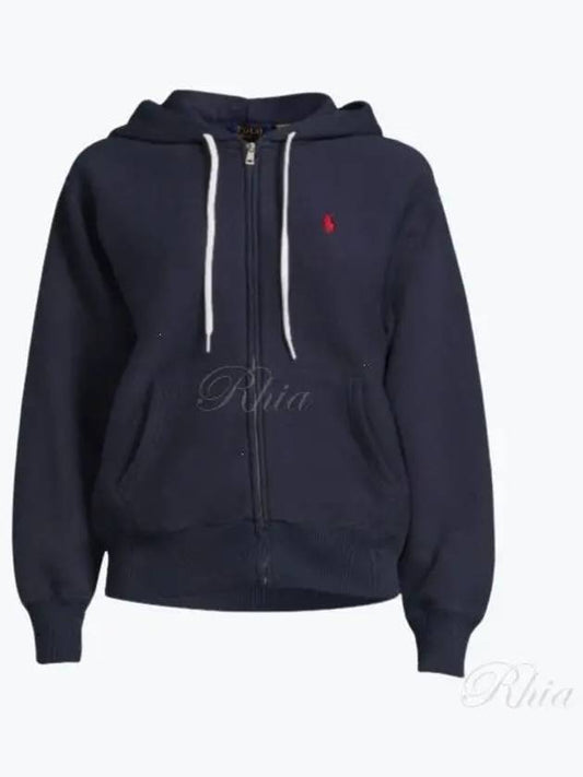 Women's Embroidered Logo Long Sleeve Zip-up Hoodie Navy - POLO RALPH LAUREN - BALAAN 2