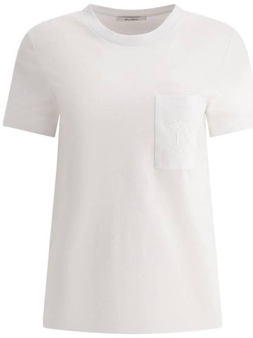 Embroidered Logo Crewneck Short Sleeve T-Shirt White - MAX MARA - BALAAN 1