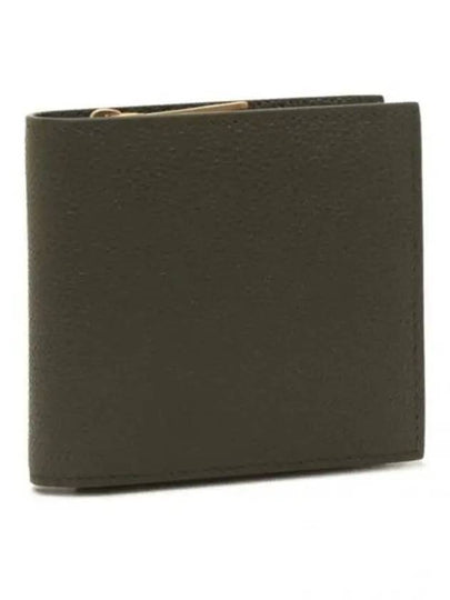 Caviar Leather Zipper Coin Pocket Bifold Half Wallet Dark Green - THOM BROWNE - BALAAN 2