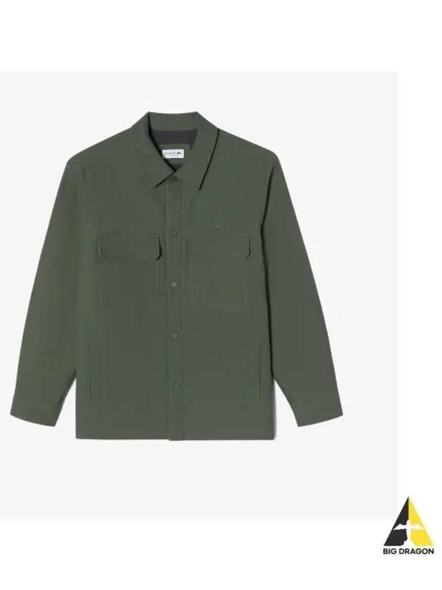 Men s Corduroy Outer Shirt Dark Khaki - LACOSTE - BALAAN 1