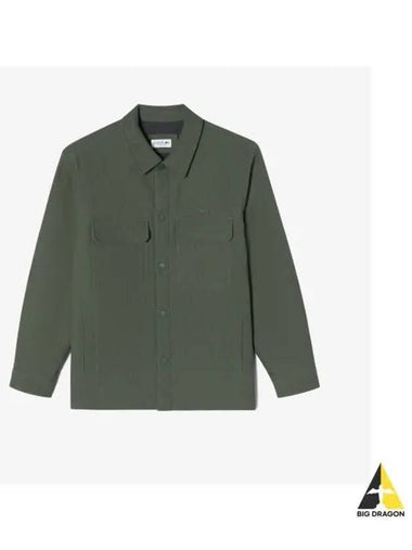 Men s Corduroy Outer Shirt Dark Khaki - LACOSTE - BALAAN 1