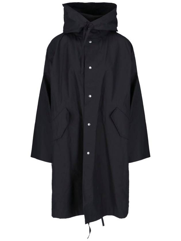 Back Logo Print Hooded Parka Black - JIL SANDER - BALAAN 2