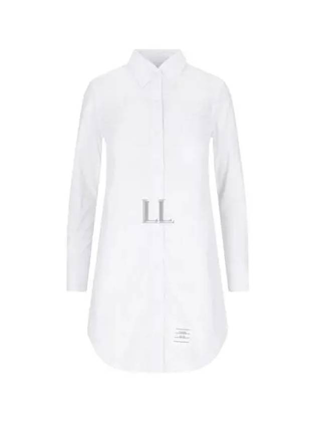 Solid Poplin Pleated Back Shirt Mini Dress White - THOM BROWNE - BALAAN 2