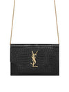 Crocodile Embossed Leather Uptown Chain Wallet Black - SAINT LAURENT - BALAAN 2