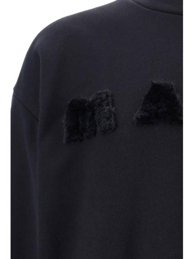 Fur Effect Logo Cotton Sweatshirt Black - MARNI - BALAAN 4