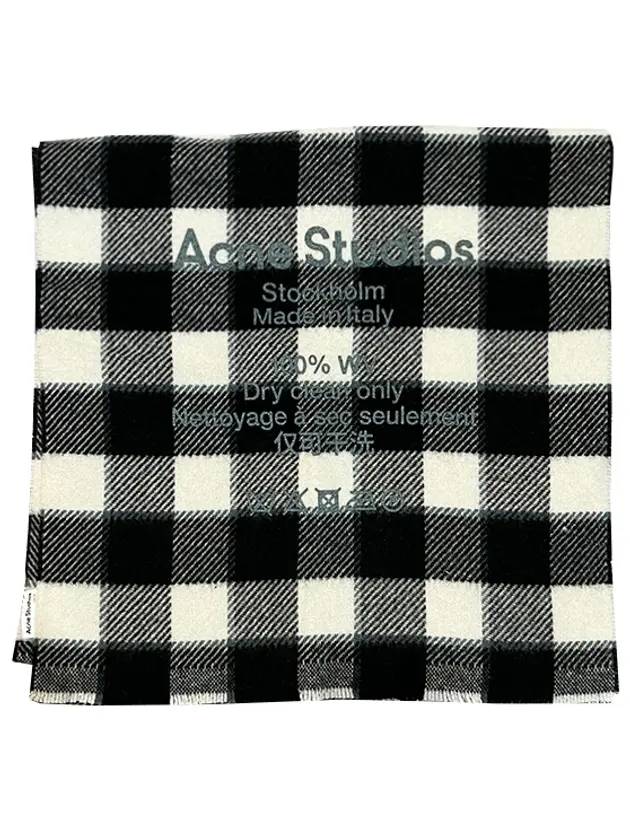 Studios Logo Wool Check Muffler Black White - ACNE STUDIOS - BALAAN.