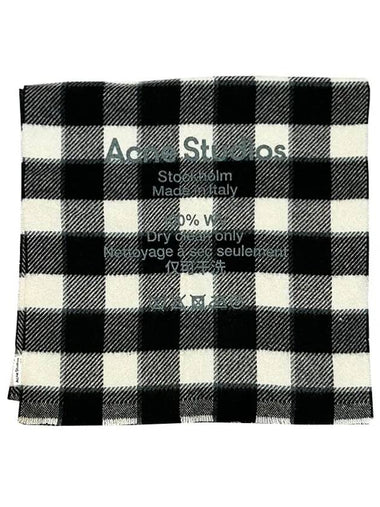 Logo Wool Check Muffler Black White - ACNE STUDIOS - BALAAN 1