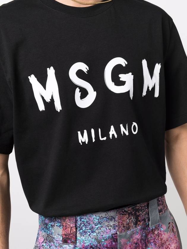 Brushed Logo Short Sleeve T-Shirt Black - MSGM - BALAAN 6