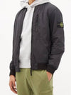 Stone Island Logo Patch Skin Touch Nylon Blend Ribbed Bomber Jacket Black - STONE ISLAND - BALAAN 3