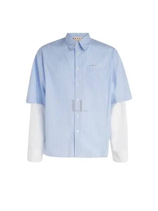 Logo Stripe Long Sleeve Shirt Blue - MARNI - BALAAN 2