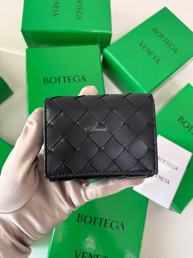 Intrecciato Trifold Half Wallet Black - BOTTEGA VENETA - BALAAN 10