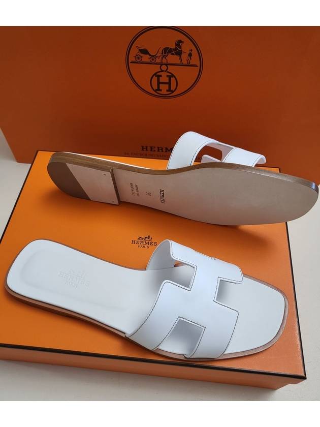 Oran Calfskin Slippers Blanc - HERMES - BALAAN 7