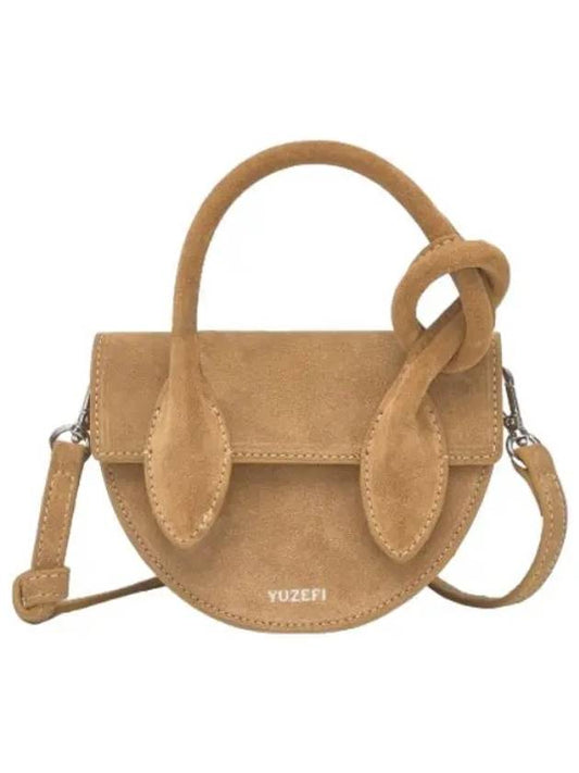 Mini Pretzel Suede Tote Bag Butterscotch Handbag - YUZEFI - BALAAN 1