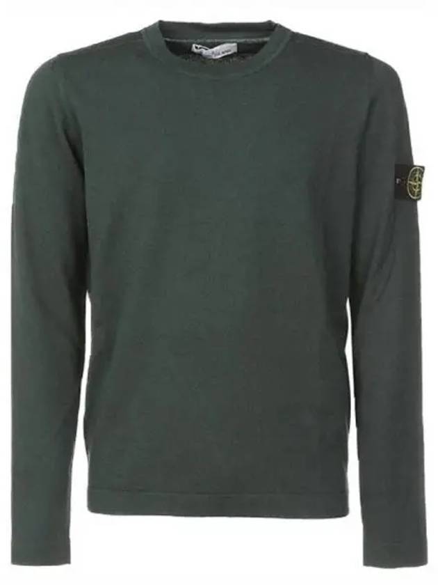 Men's Wappen Patch Crew Neck Cotton Knit Top Green - STONE ISLAND - BALAAN 2