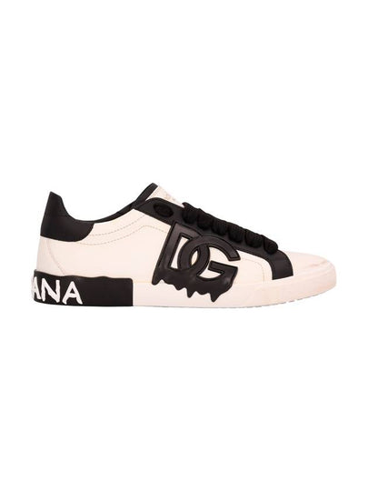 Portofino Vintage Calfskin Low Top Sneakers White Black - DOLCE&GABBANA - BALAAN 2