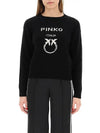 Intarsia Logo Knit Top Black - PINKO - BALAAN 3