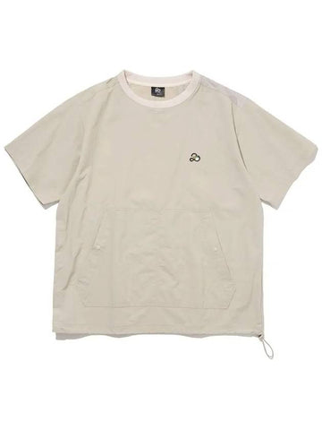 2ENIDUG Kangaroo Pocket Crew Neck Windbreaker Short Sleeve T-Shirt BEIGE - 20THHOLE - BALAAN 1