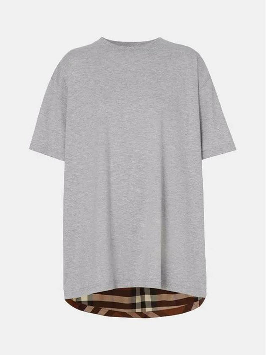 Bag Check Panel Overfit Short Sleeve T-Shirt Gray - BURBERRY - BALAAN 2