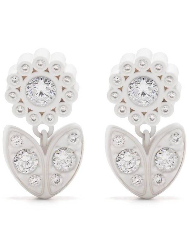 Zirconia Cubic Flower Earrings White - BOTTEGA VENETA - BALAAN 2