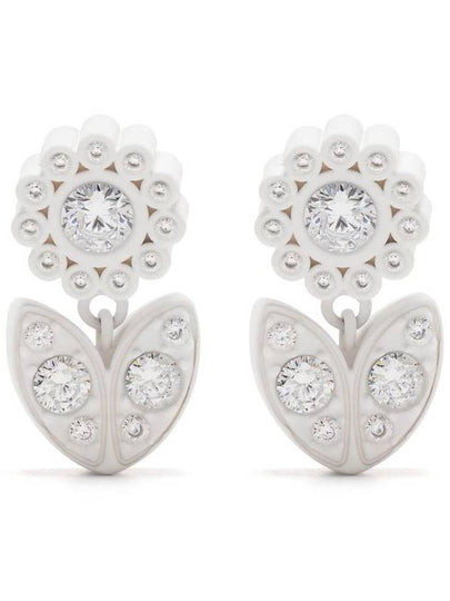 Zirconia Cubic Flower Earrings White - BOTTEGA VENETA - BALAAN 2