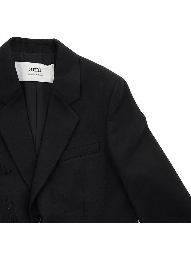 notched lapel virgin wool single coat black - AMI - BALAAN.