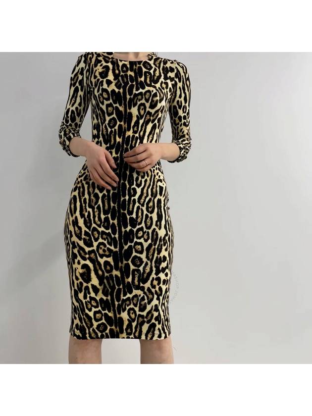 Women's Jersey Leopard Stretch Print Midi Dress - BURBERRY - BALAAN 2