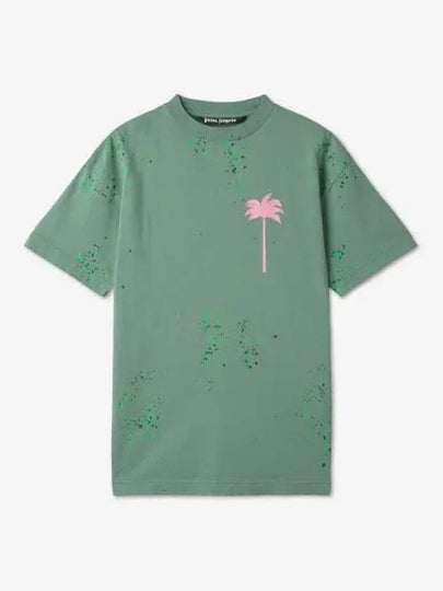 Painted PXP Classic Short Sleeve T-Shirt Green - PALM ANGELS - BALAAN 2