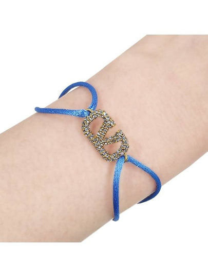 V Logo Crystal Bracelet Blue - VALENTINO - BALAAN 2