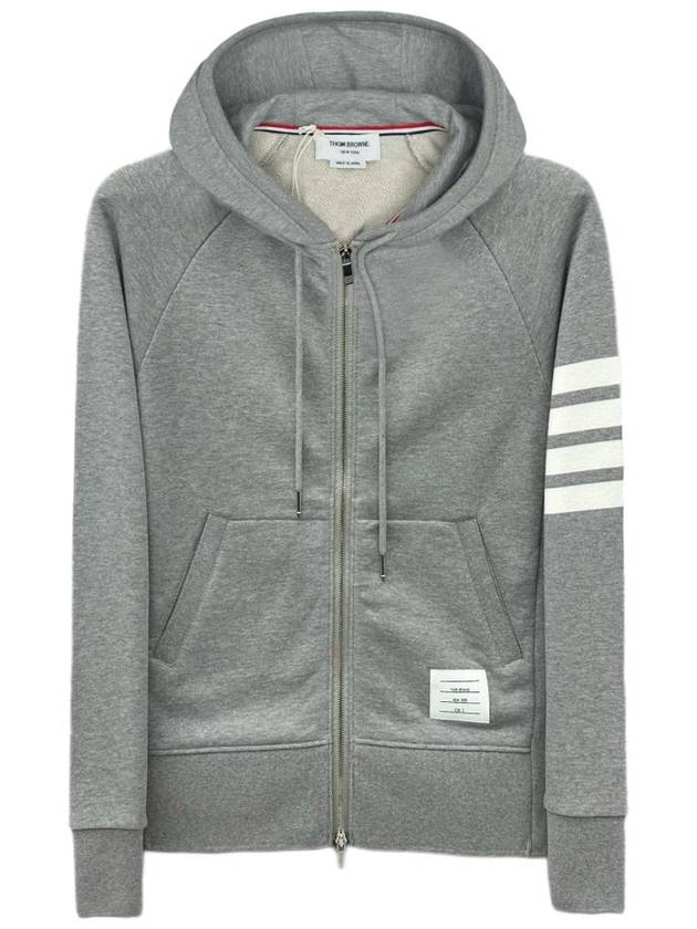 Engineered 4 Bar Diagonal Zip Up Hoodie Light Grey - THOM BROWNE - BALAAN 2