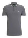 Paddy Cotton Short Sleeve Polo Shirt Grey - HUGO BOSS - BALAAN 2