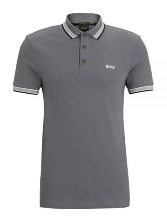 Paddy Cotton Short Sleeve Polo Shirt Grey - HUGO BOSS - BALAAN 2