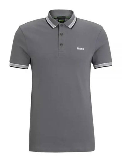 Paddy Cotton Short Sleeve Polo Shirt Grey - HUGO BOSS - BALAAN 2