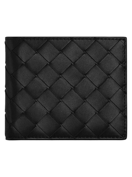 Intrecciato Leather Half Wallet Black - BOTTEGA VENETA - BALAAN 1