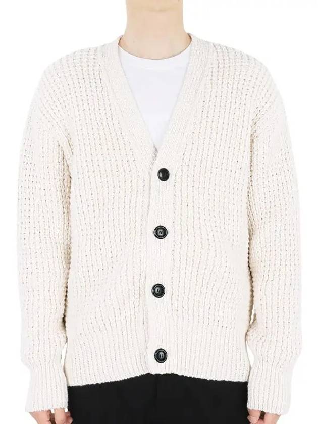 V-Neck Cardigan White - AMI - BALAAN 2