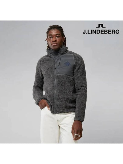 Men's Zeke Pile Mid Layer Zip-Up Jacket Dark Gray - J.LINDEBERG - BALAAN 2