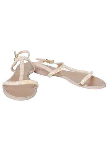 TEEZER Beige Color Beaded Women s Jelly Sandals - STUART WEITZMAN - BALAAN 1