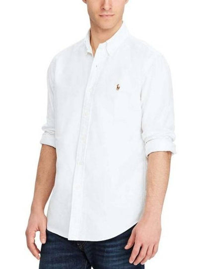 Men's Embroidered Pony Logo Oxford Long Sleeve Shirt White - POLO RALPH LAUREN - BALAAN 2