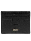 Tomford T-Line Logo Grain Leather Card Wallet Black - TOM FORD - BALAAN 1