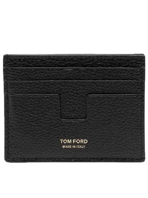 Tomford T-Line Logo Grain Leather Card Wallet Black - TOM FORD - BALAAN 1